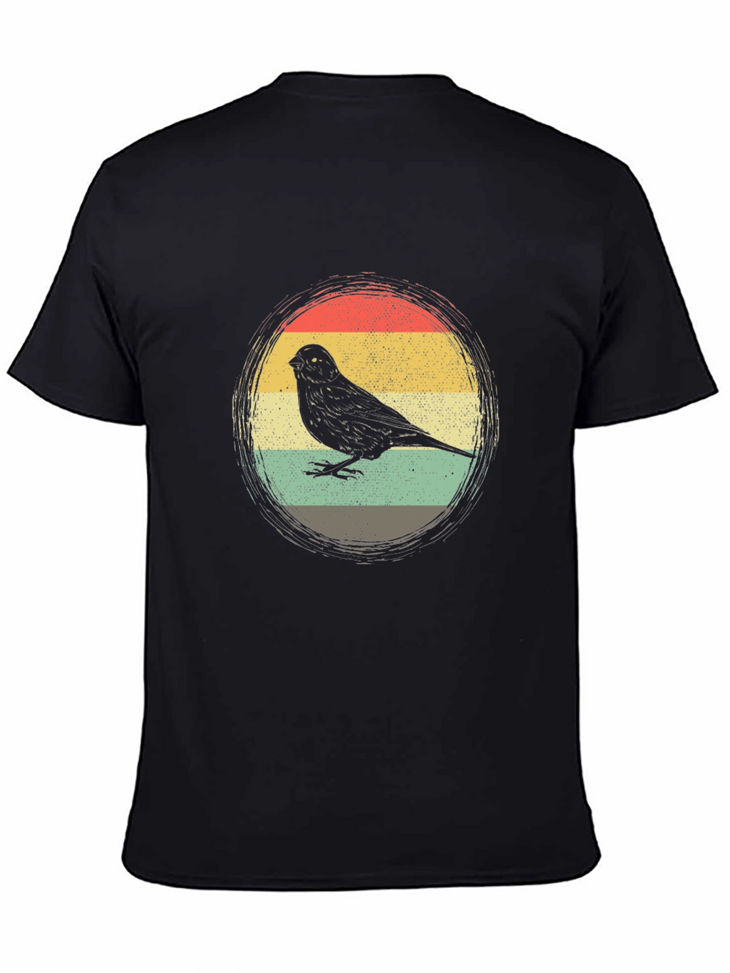 Retro Bird Graphic Tee - Stylish Mens Black T-Shirt