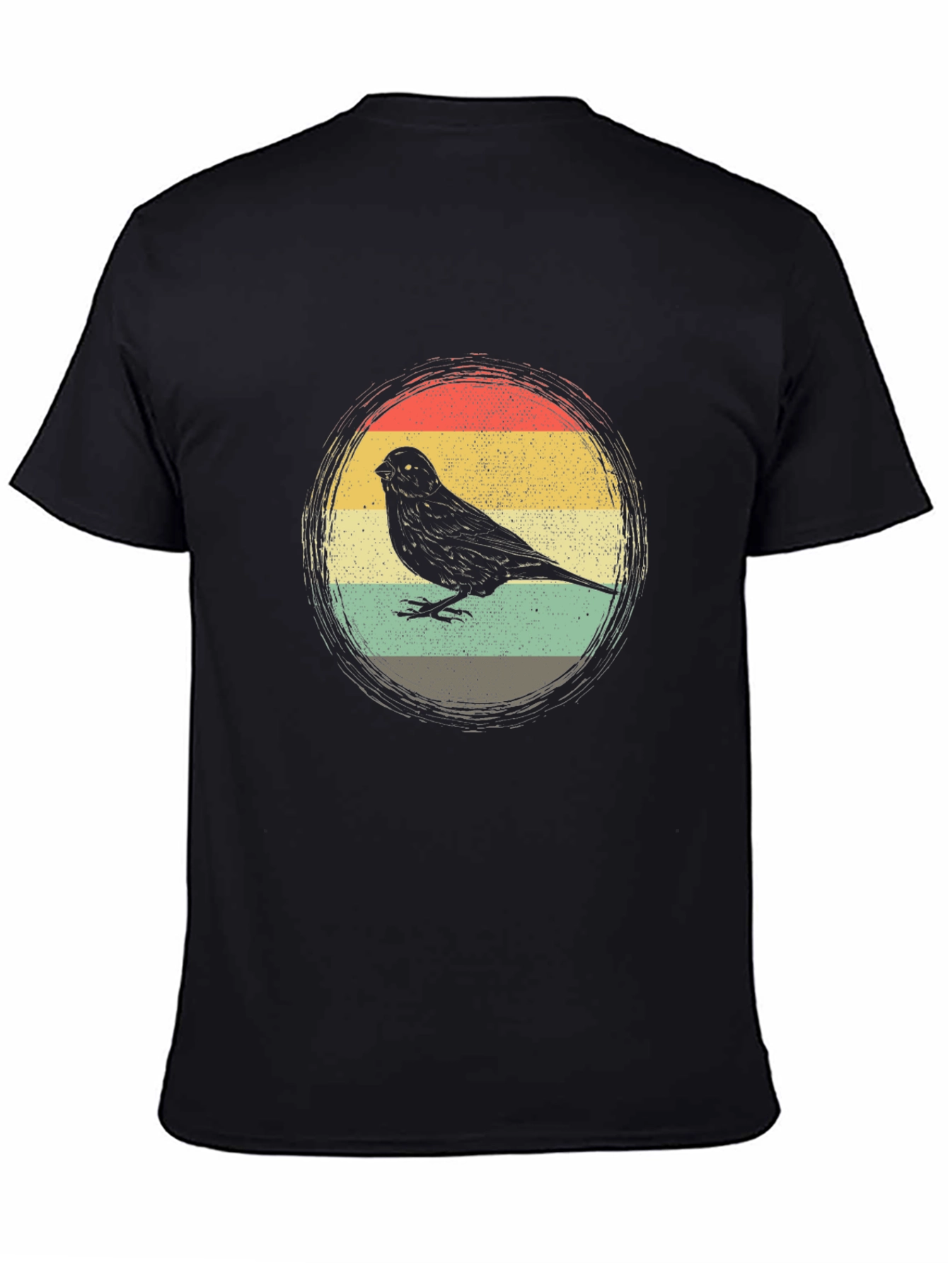 Retro Bird Graphic Tee - Stylish Mens Black T-Shirt