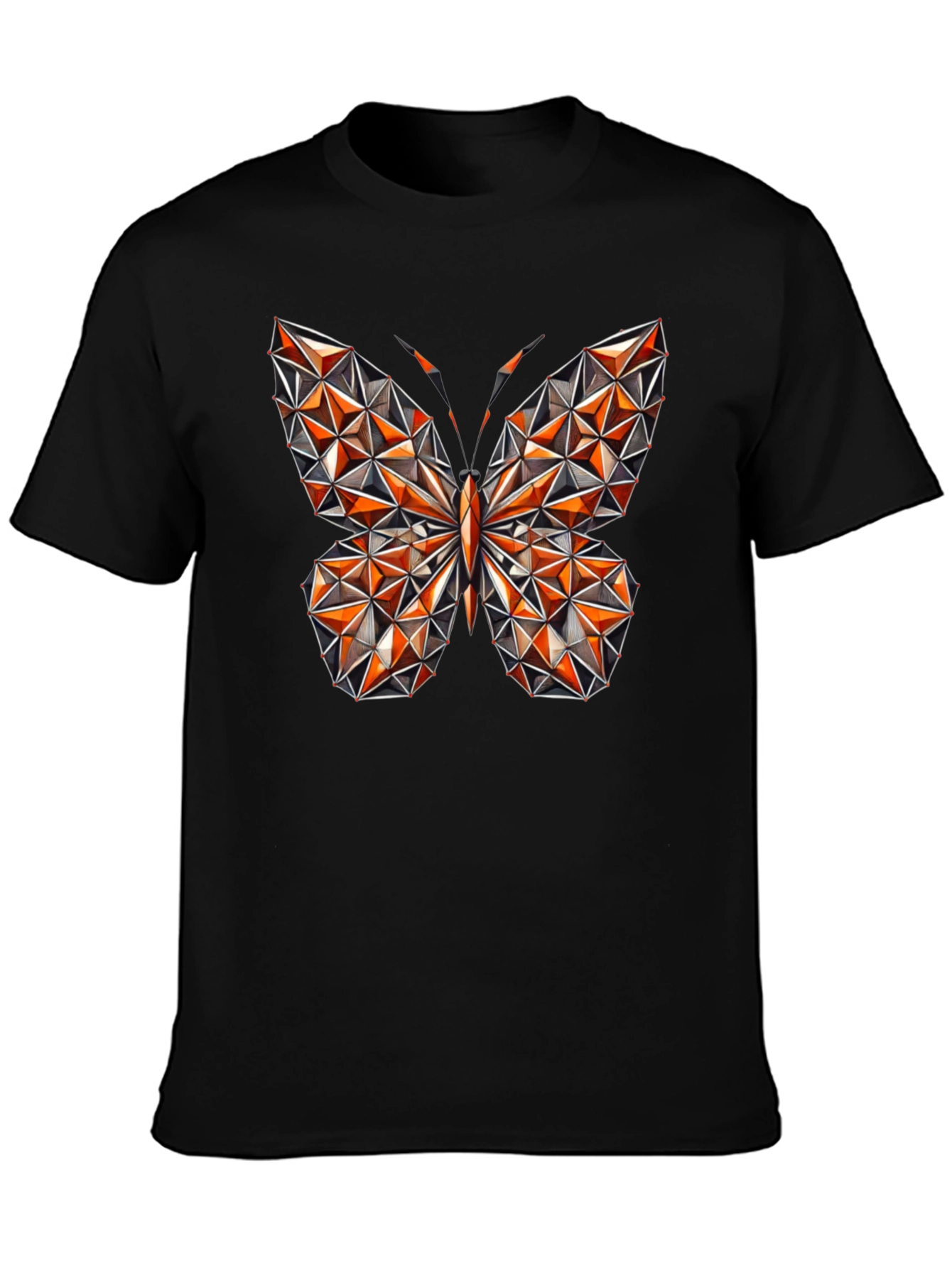 Geometric Butterfly Graphic Tee - Stylish Mens Black T-Shirt
