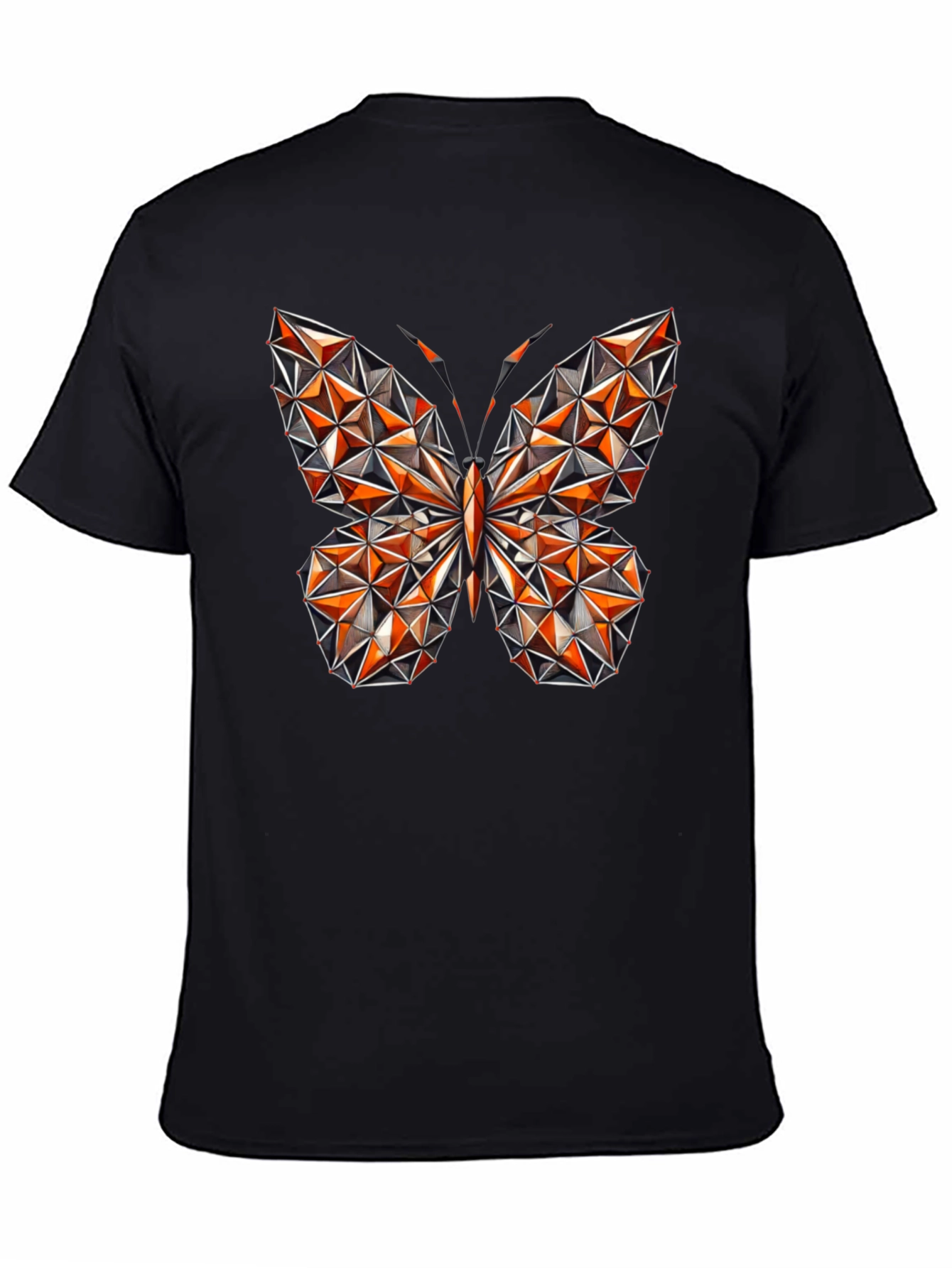 Geometric Butterfly Graphic Tee - Stylish Mens Black T-Shirt