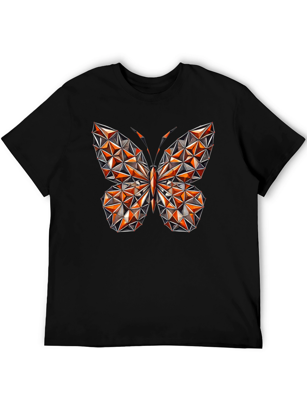 Geometric Butterfly Graphic Tee - Stylish Mens Black T-Shirt