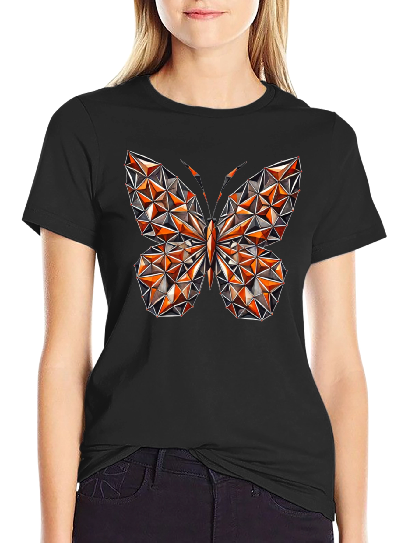 Geometric Butterfly Graphic Tee - Stylish Mens Black T-Shirt