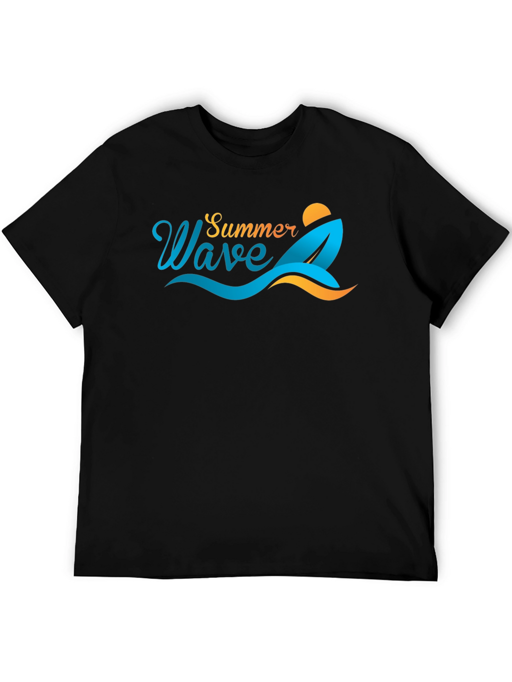 Summer Wave Graphic Tee - Black Cotton T-Shirt