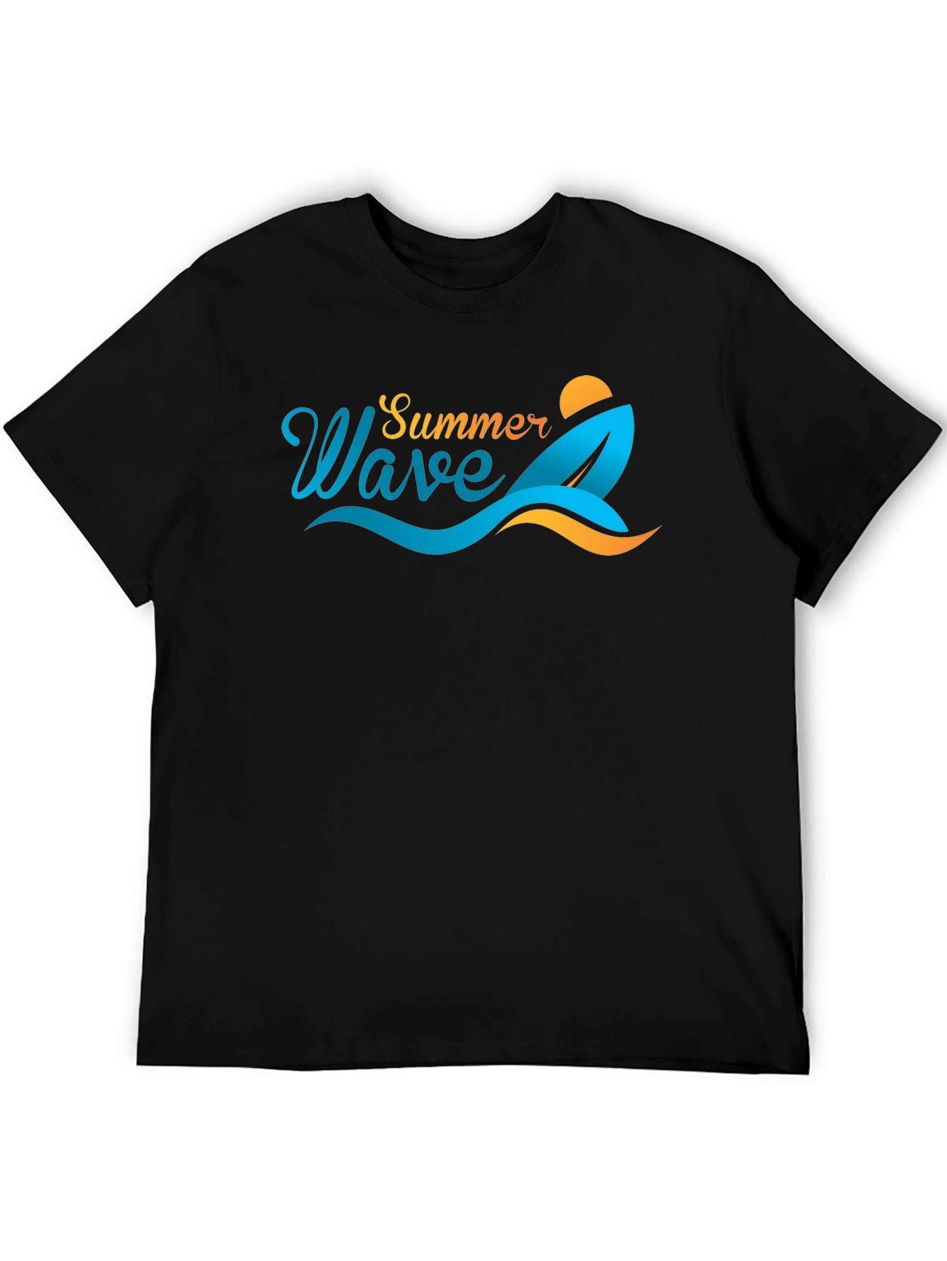 Summer Wave Graphic Tee - Black Cotton T-Shirt