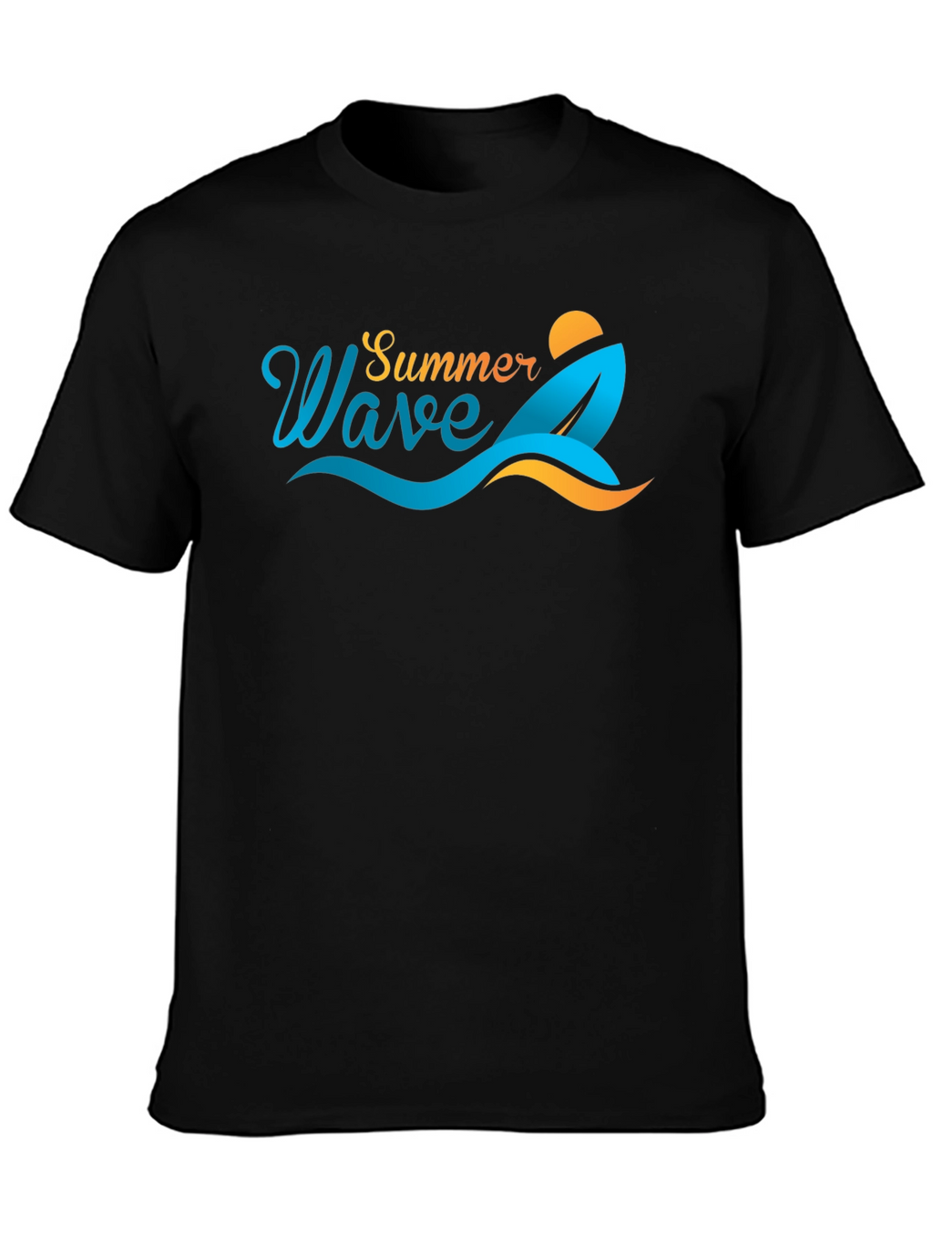Summer Wave Graphic Tee - Black Cotton T-Shirt