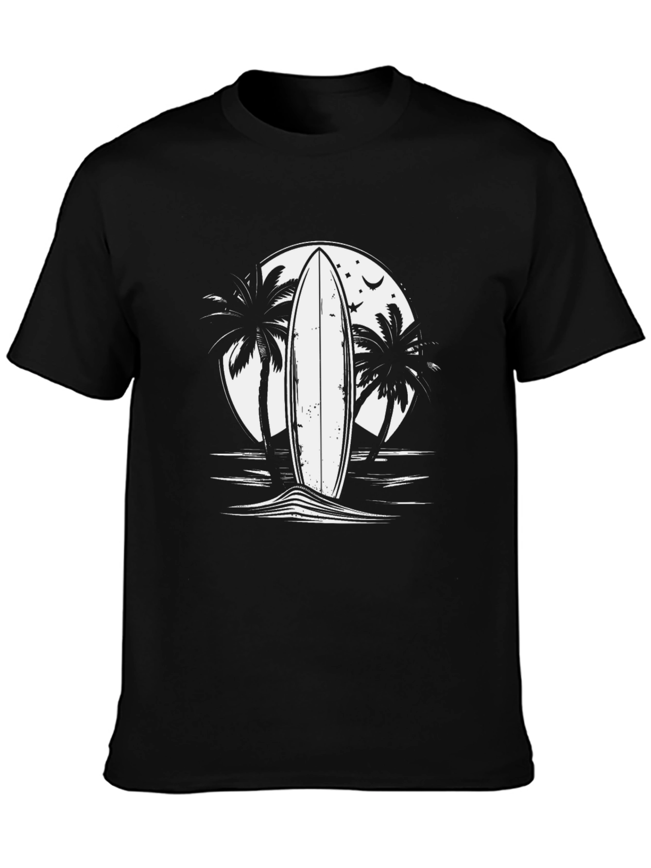 Surfboard Palm Tree Graphic Tee