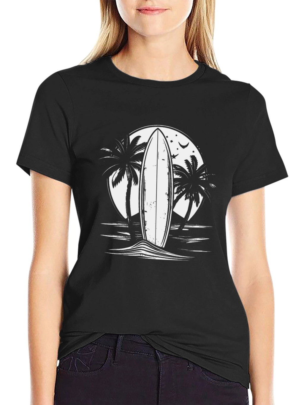 Surfboard Palm Tree Graphic Tee