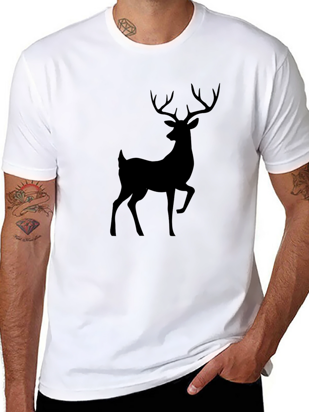 Black Deer Graphic Tee - Mens Casual Fit