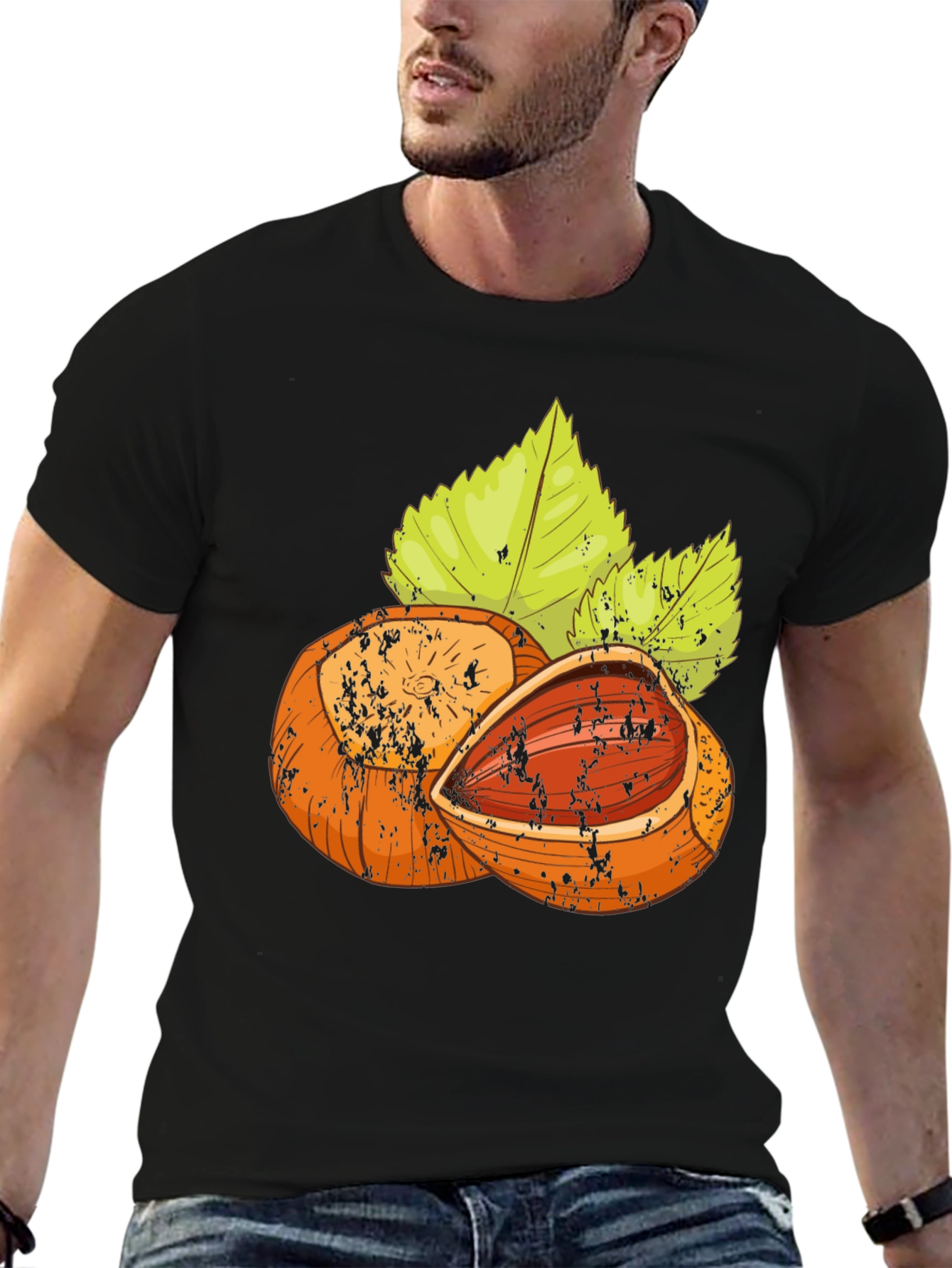 Hazelnut Graphic Tee - Black Cotton Blend