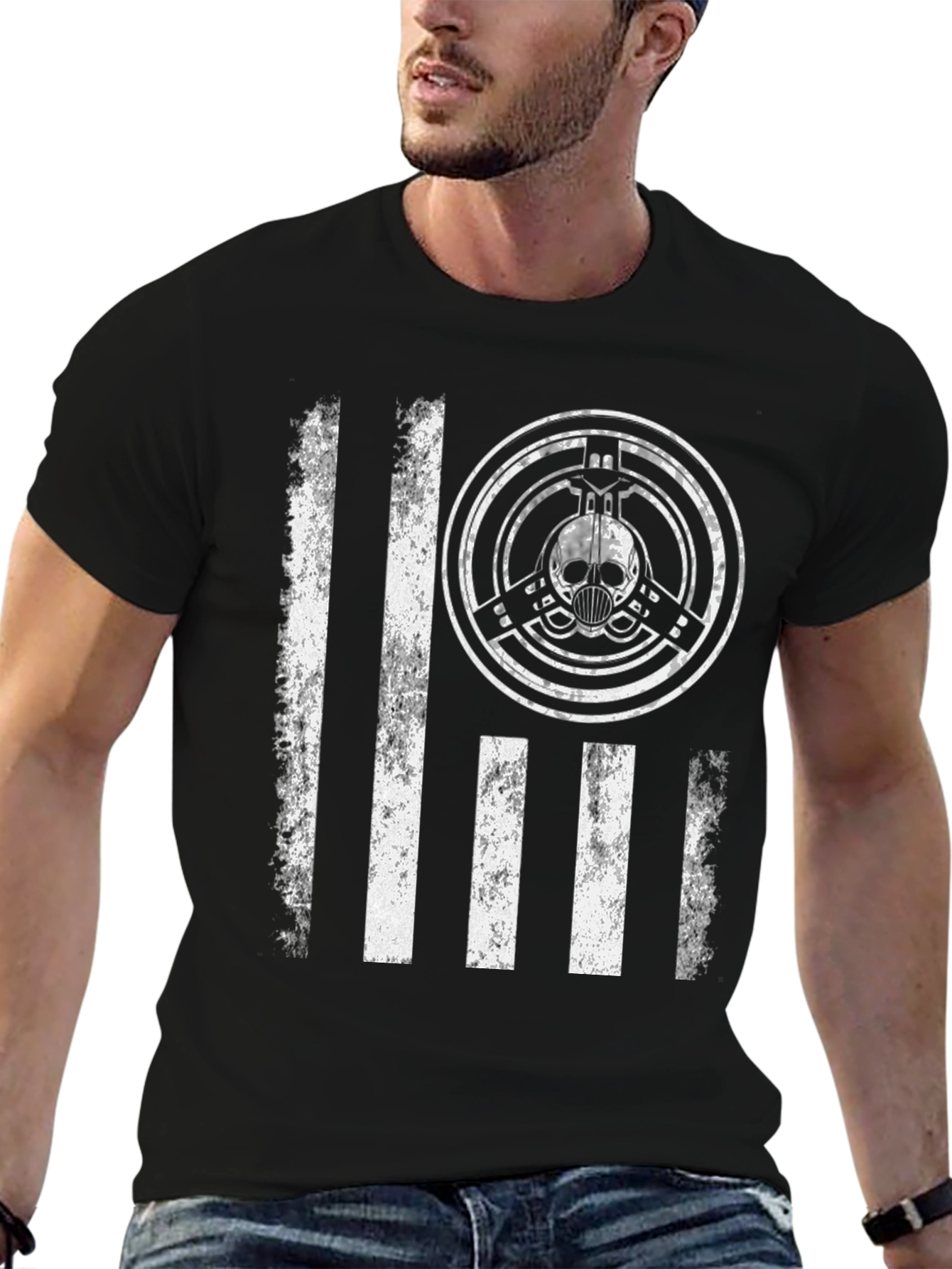 Distressed Skull Graphic Tee - Mens Black T-Shirt