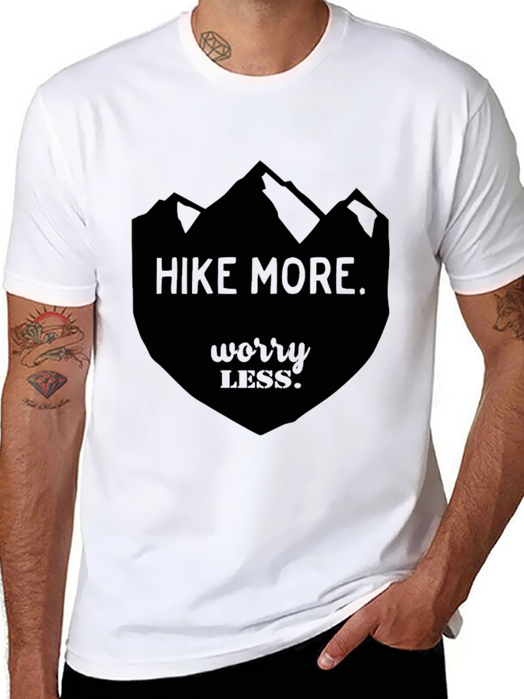 Hike More Worry Less Black Graphic Tee