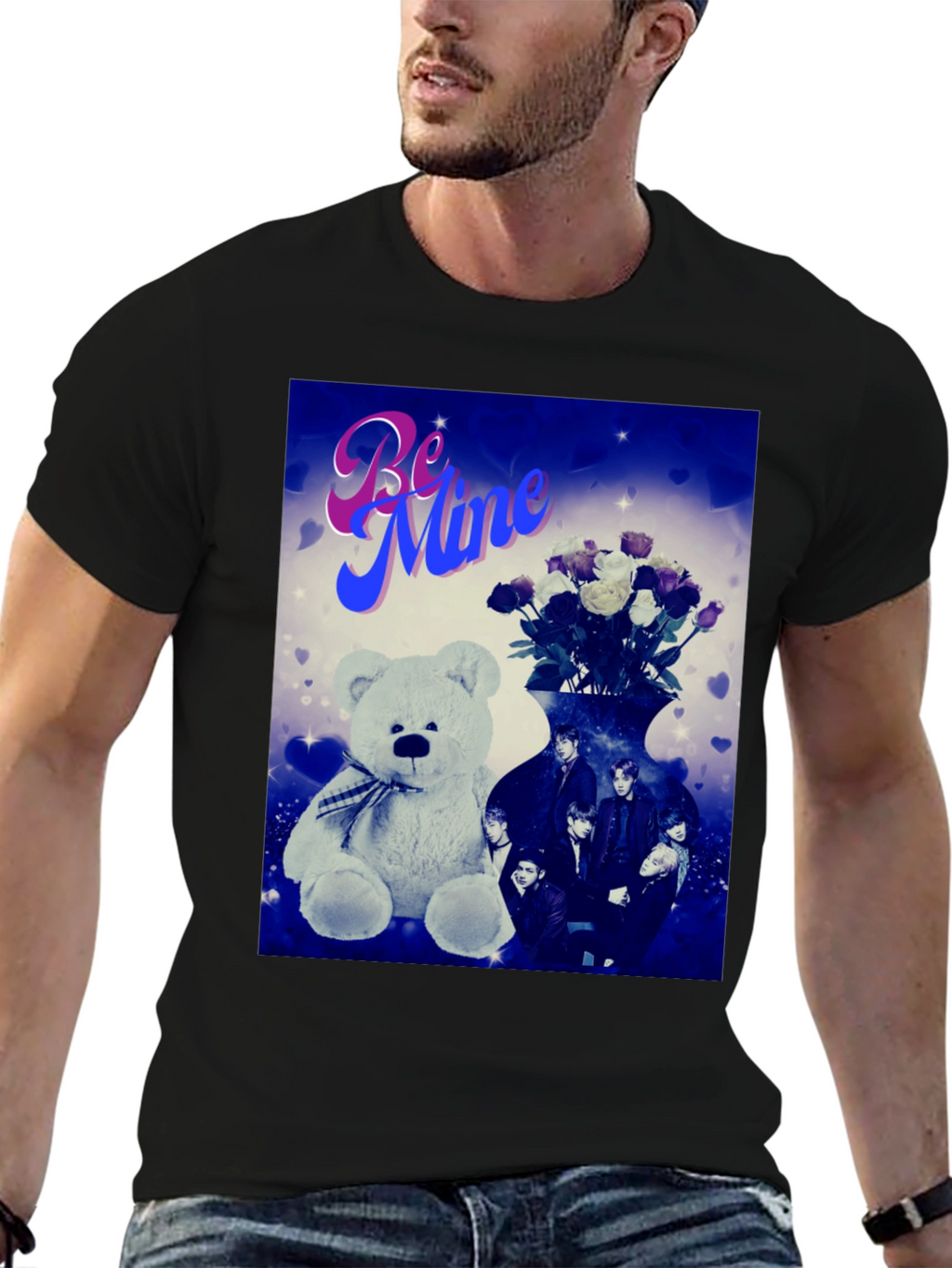 Be Mine Graphic Tee - Teddy Bear & Roses
