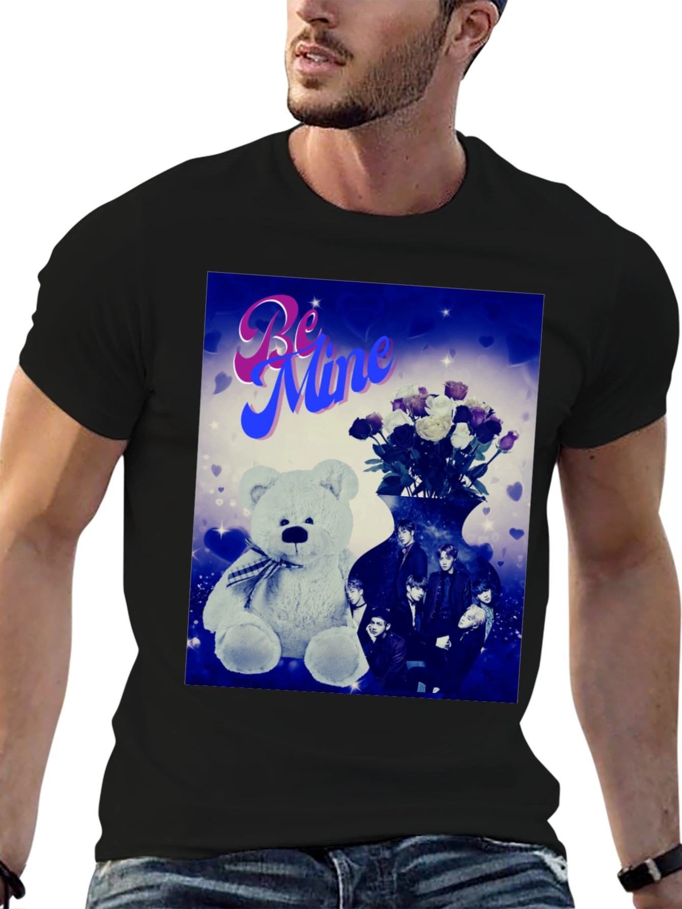 Be Mine Graphic Tee - Teddy Bear & Roses