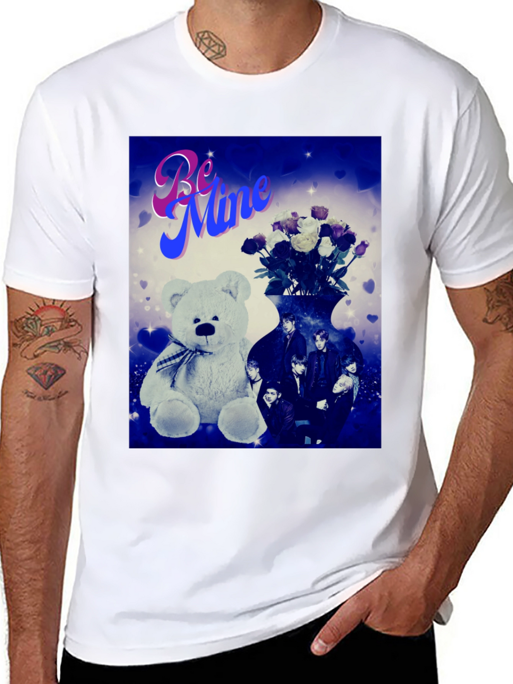 Be Mine Graphic Tee - Teddy Bear & Roses