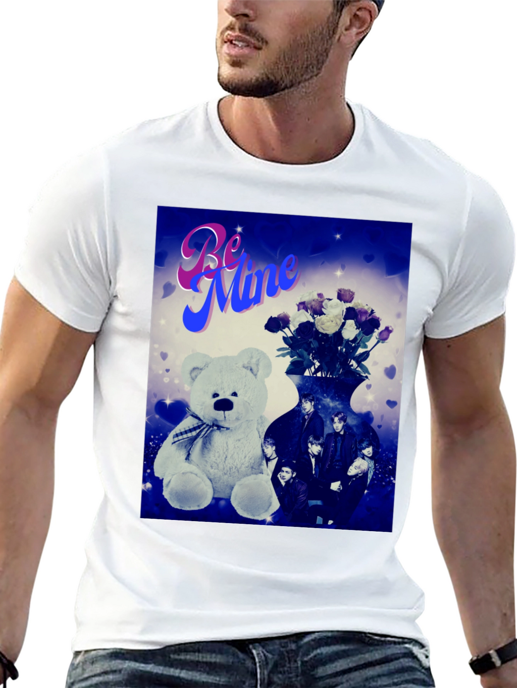 Be Mine Graphic Tee - Teddy Bear & Roses
