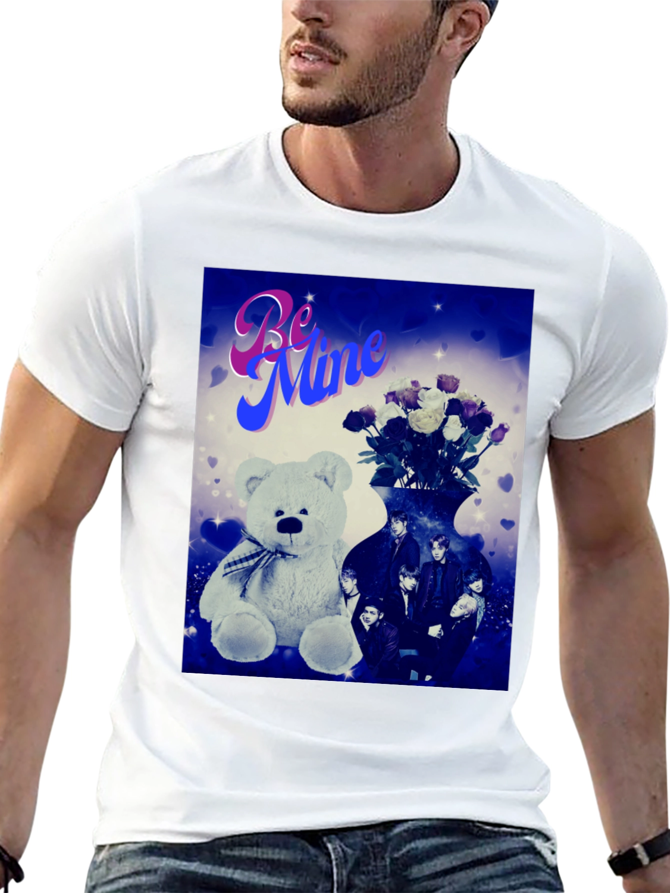Be Mine Graphic Tee - Teddy Bear & Roses