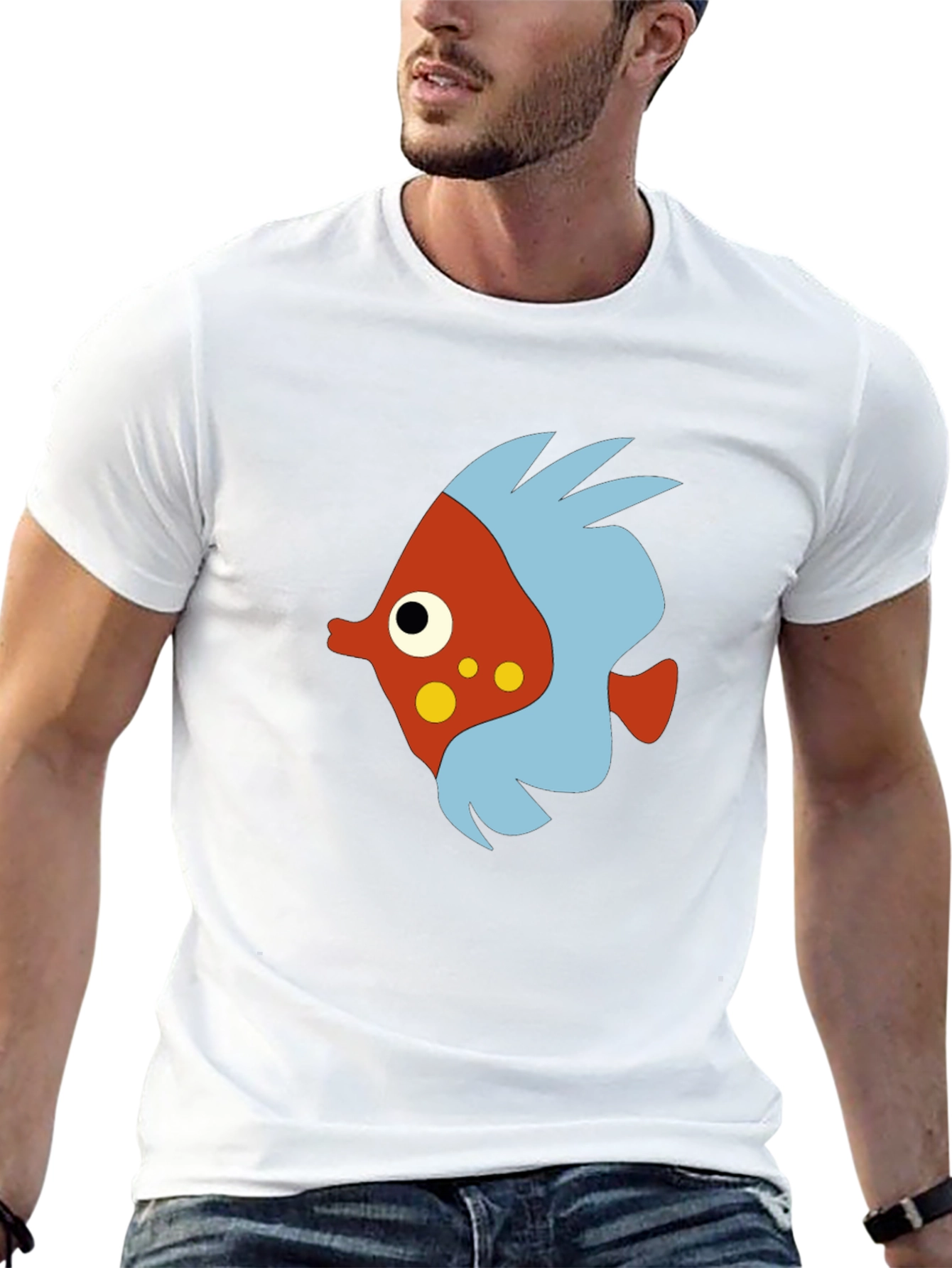 Cartoon Fish Graphic Black T-Shirt