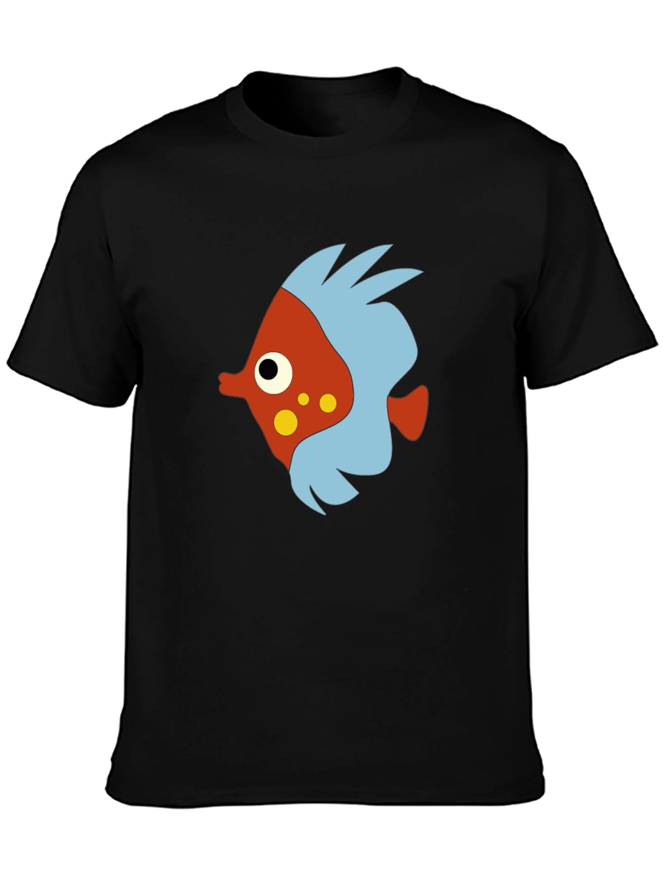 Cartoon Fish Graphic Black T-Shirt