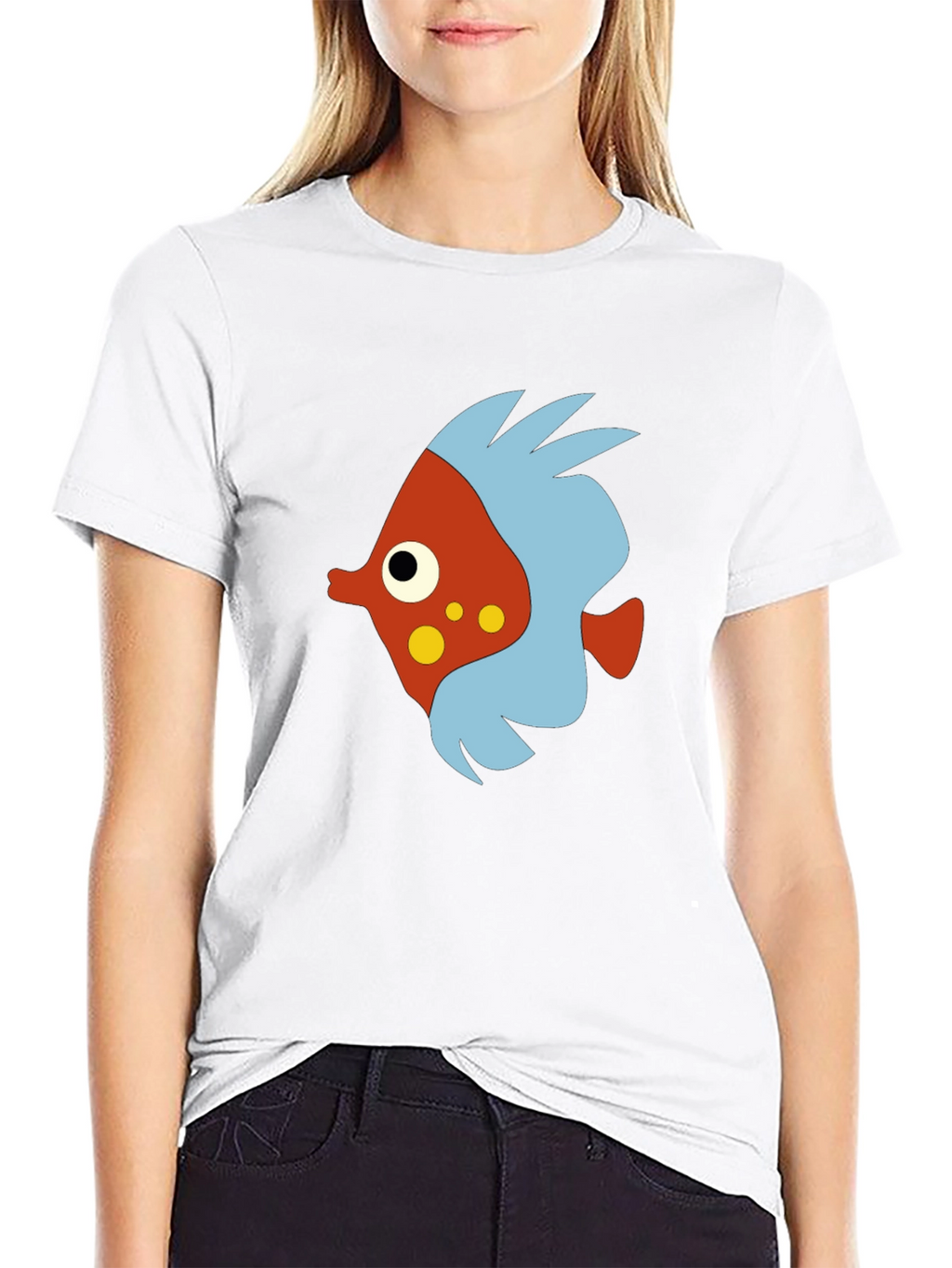Cartoon Fish Graphic Black T-Shirt