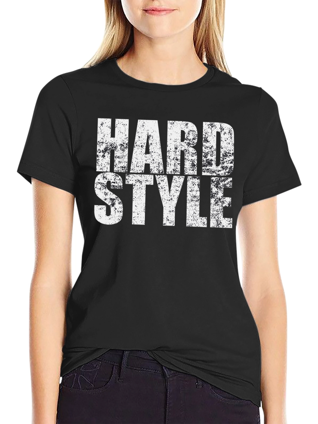 Hard Style Distressed Print Black T-Shirt