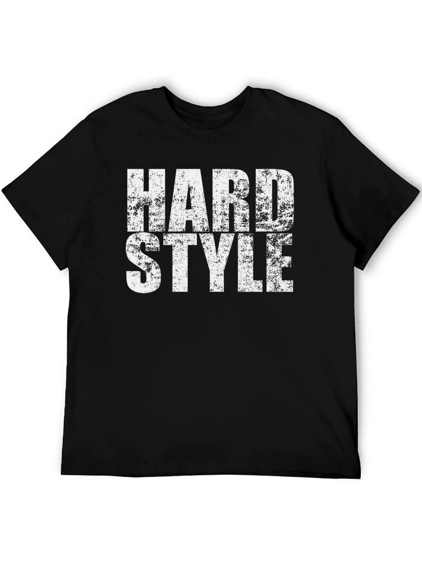 Hard Style Distressed Print Black T-Shirt