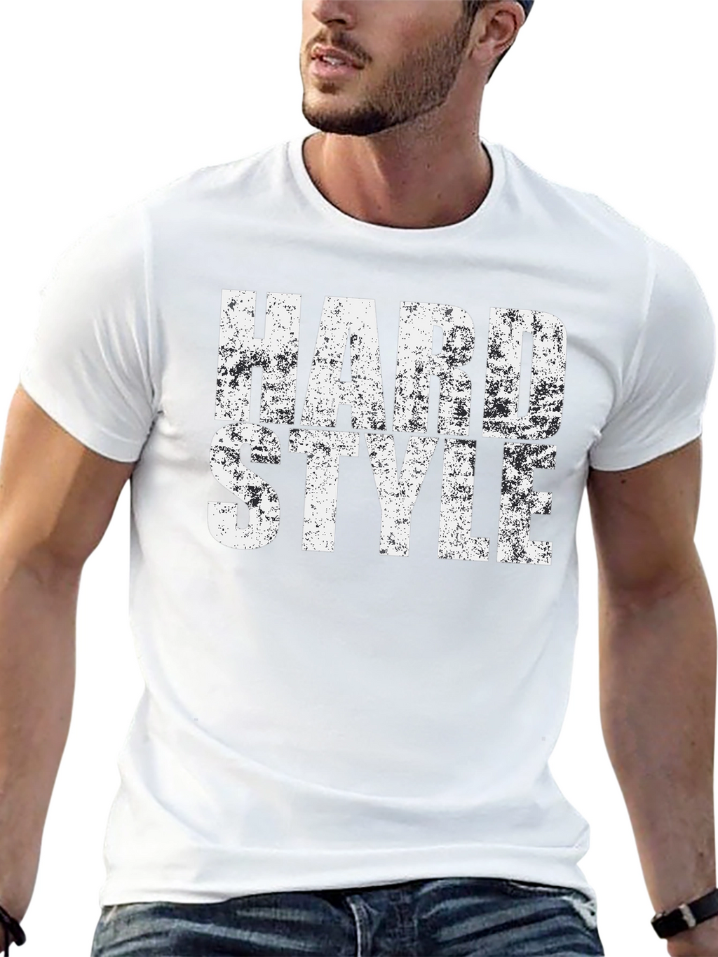 Hard Style Distressed Print Black T-Shirt