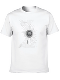 Abstract Sunflower Graphic Tee - Black