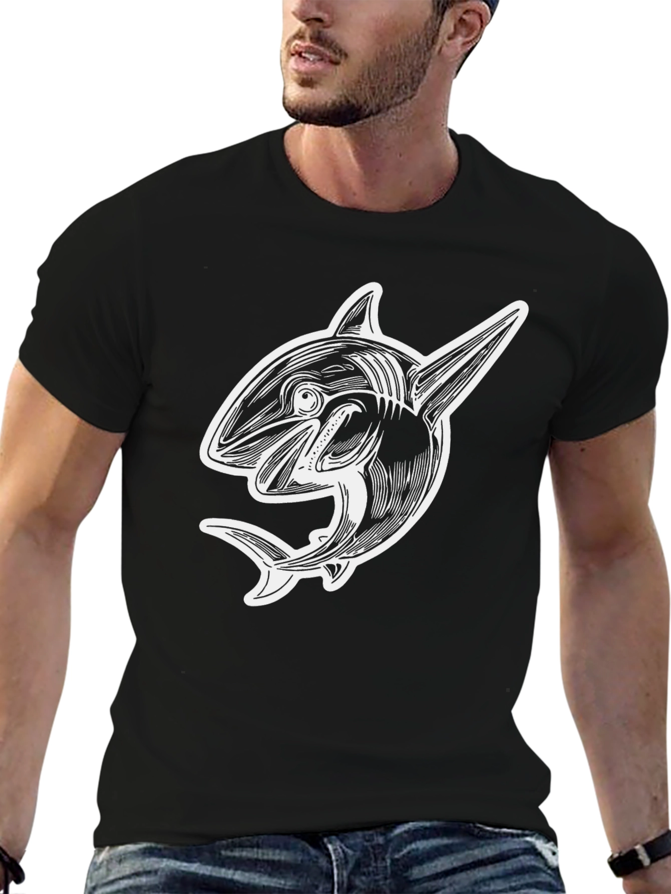 Orca Graphic Tee - Black Cotton T-Shirt for Men