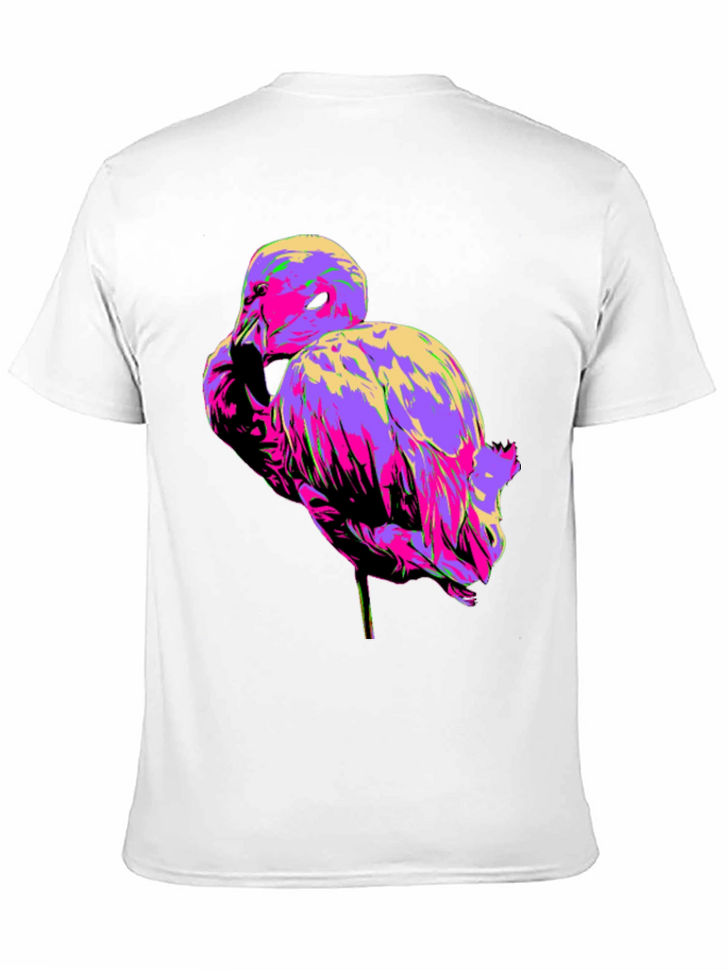 Vibrant Flamingo Graphic Tee - Black Cotton T-Shirt