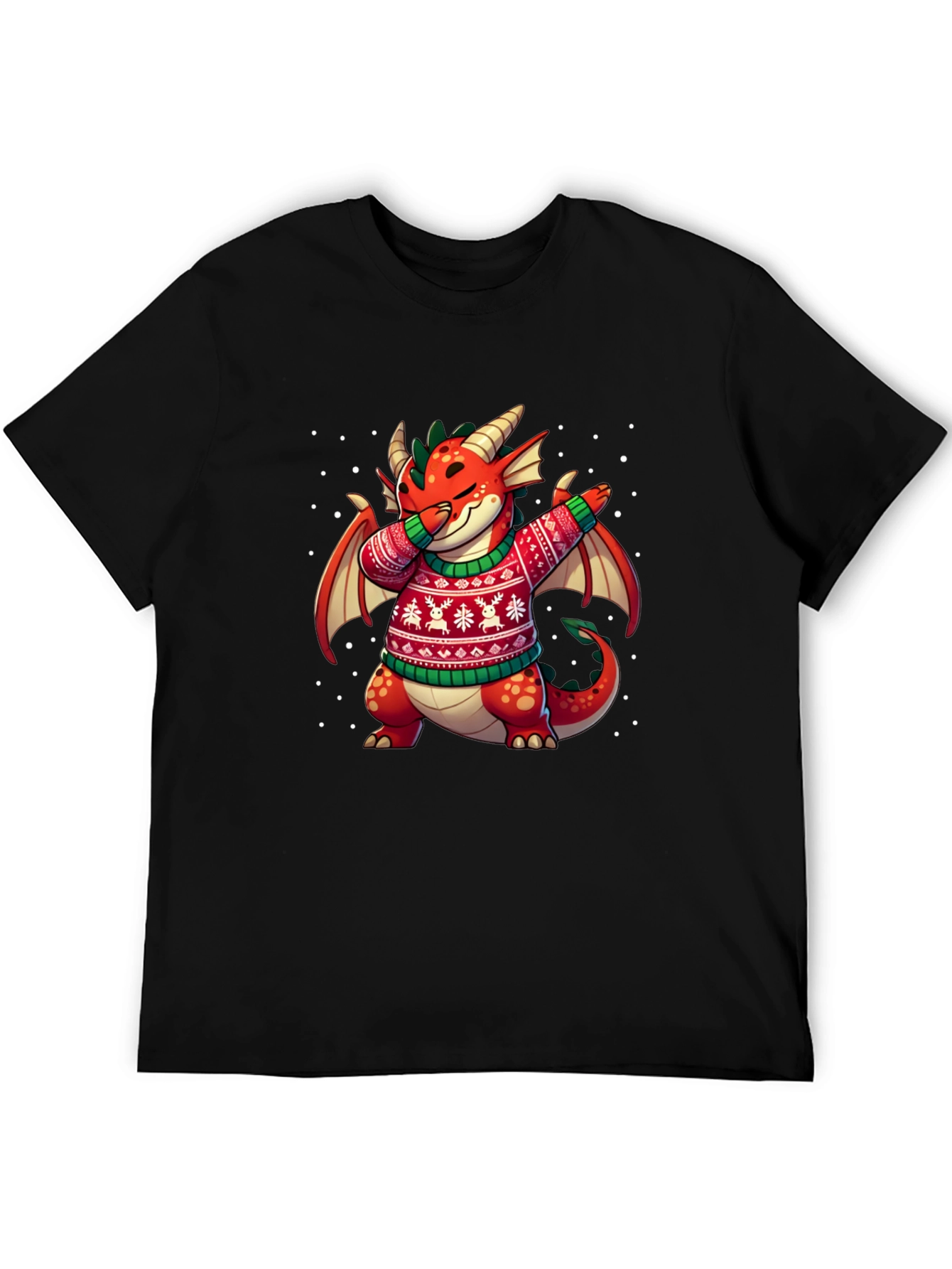 Festive Dragon Dabbing Christmas T-Shirt