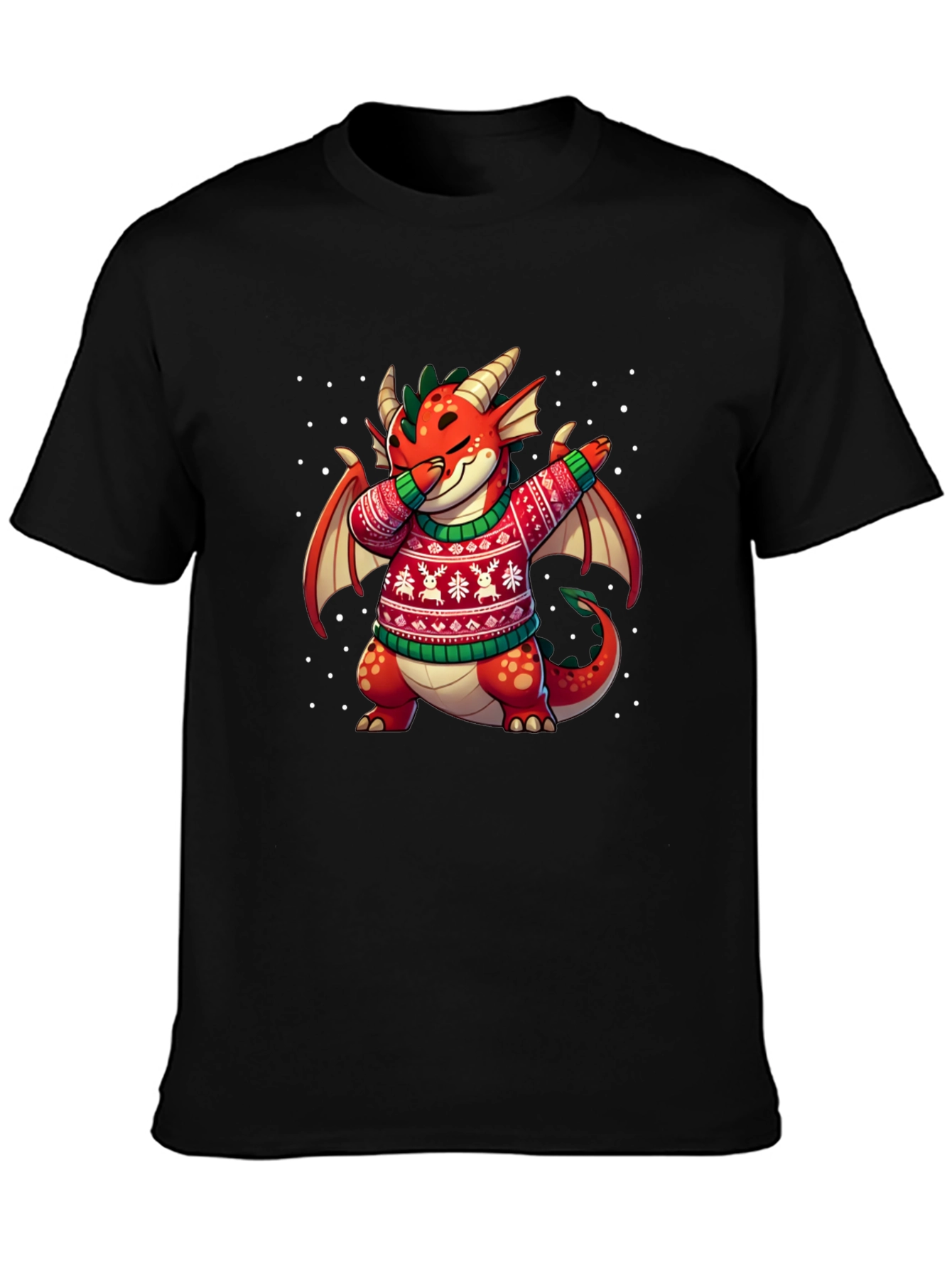 Festive Dragon Dabbing Christmas T-Shirt