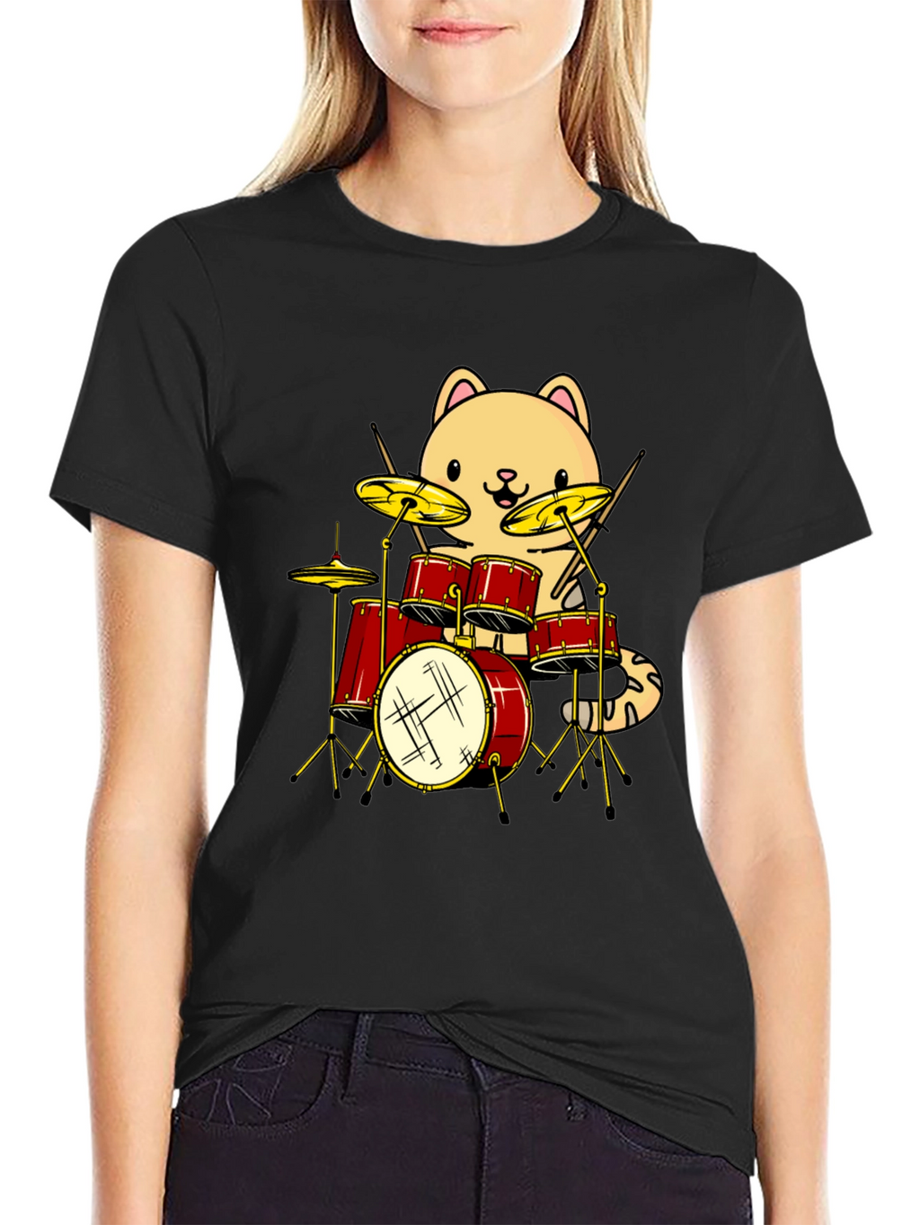 Cat Drummer Graphic Tee