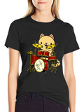 Cat Drummer Graphic Tee