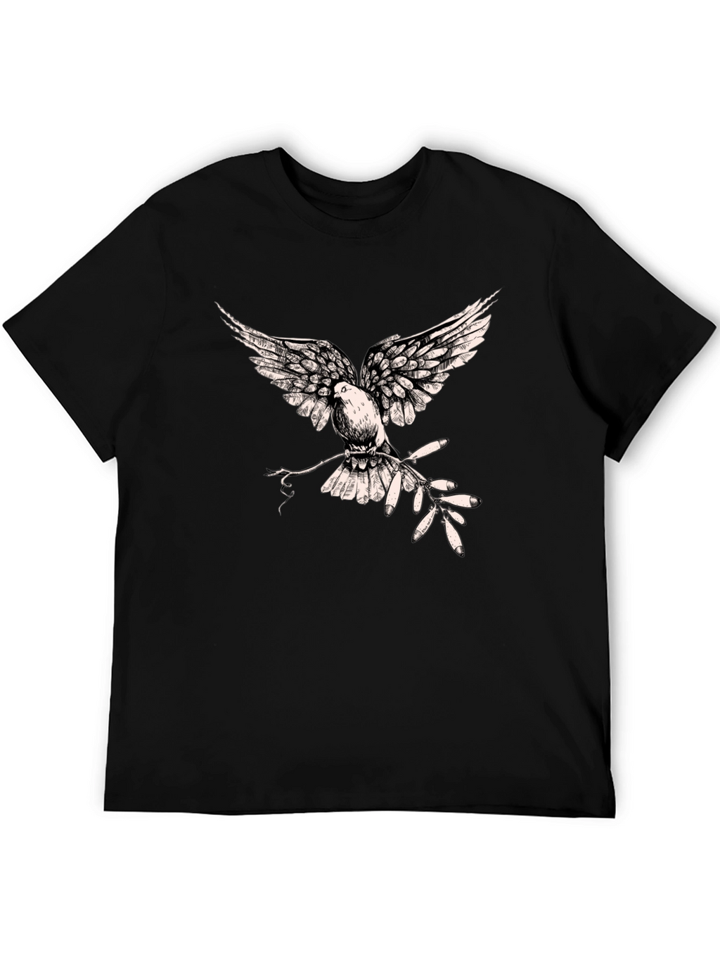 Dove Peace Branch Graphic Tee - Black
