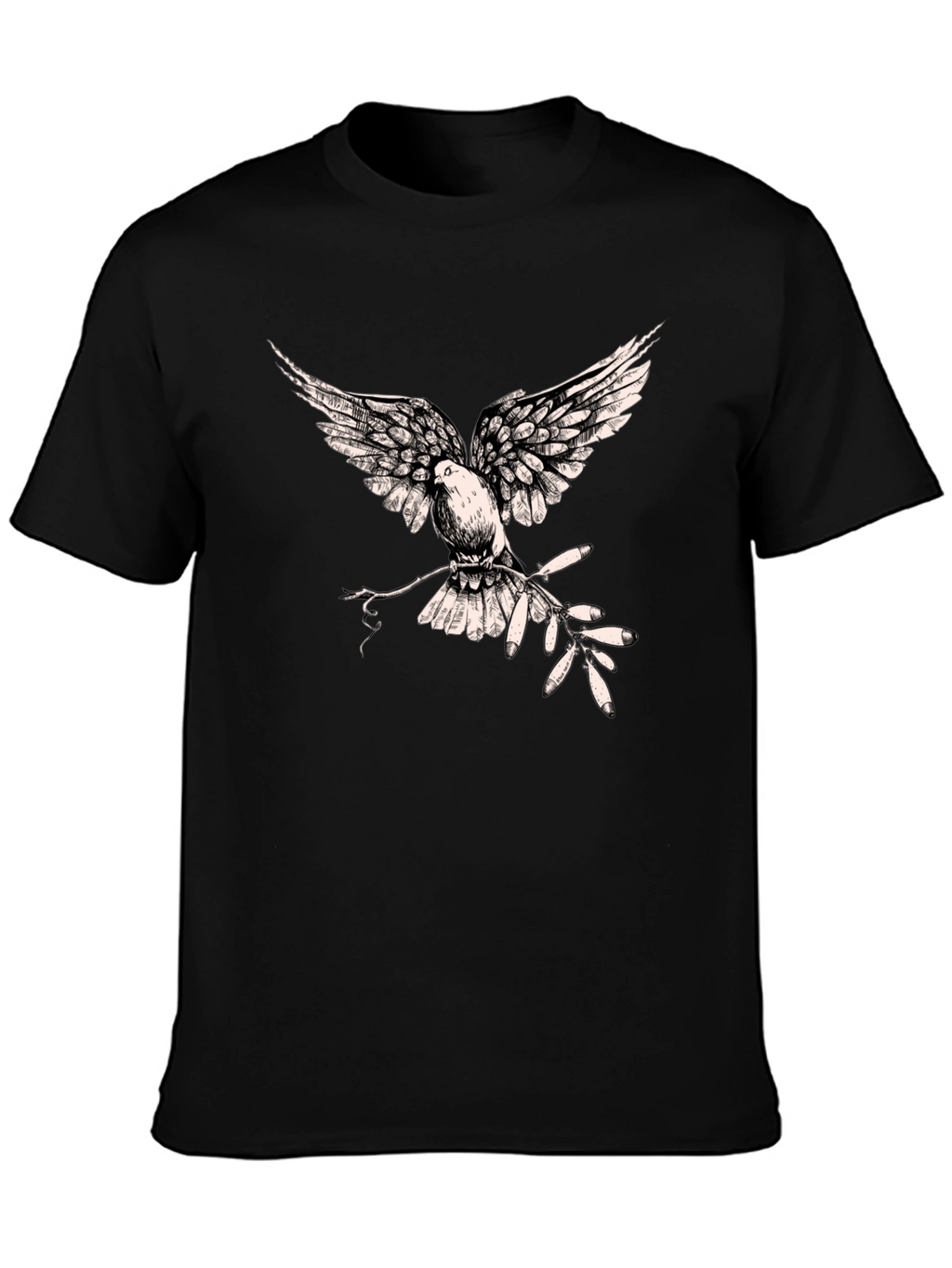 Dove Peace Branch Graphic Tee - Black