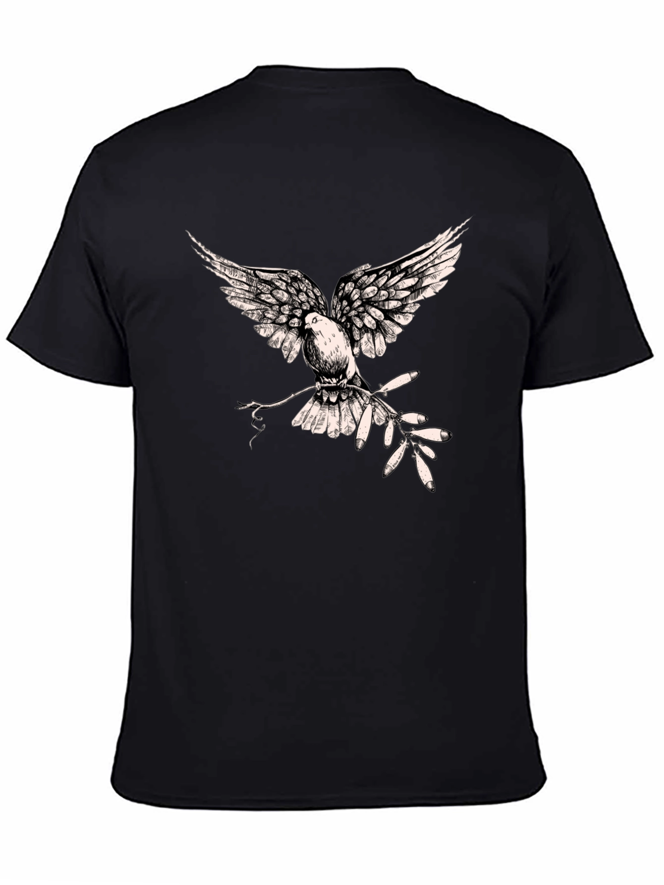Dove Peace Branch Graphic Tee - Black