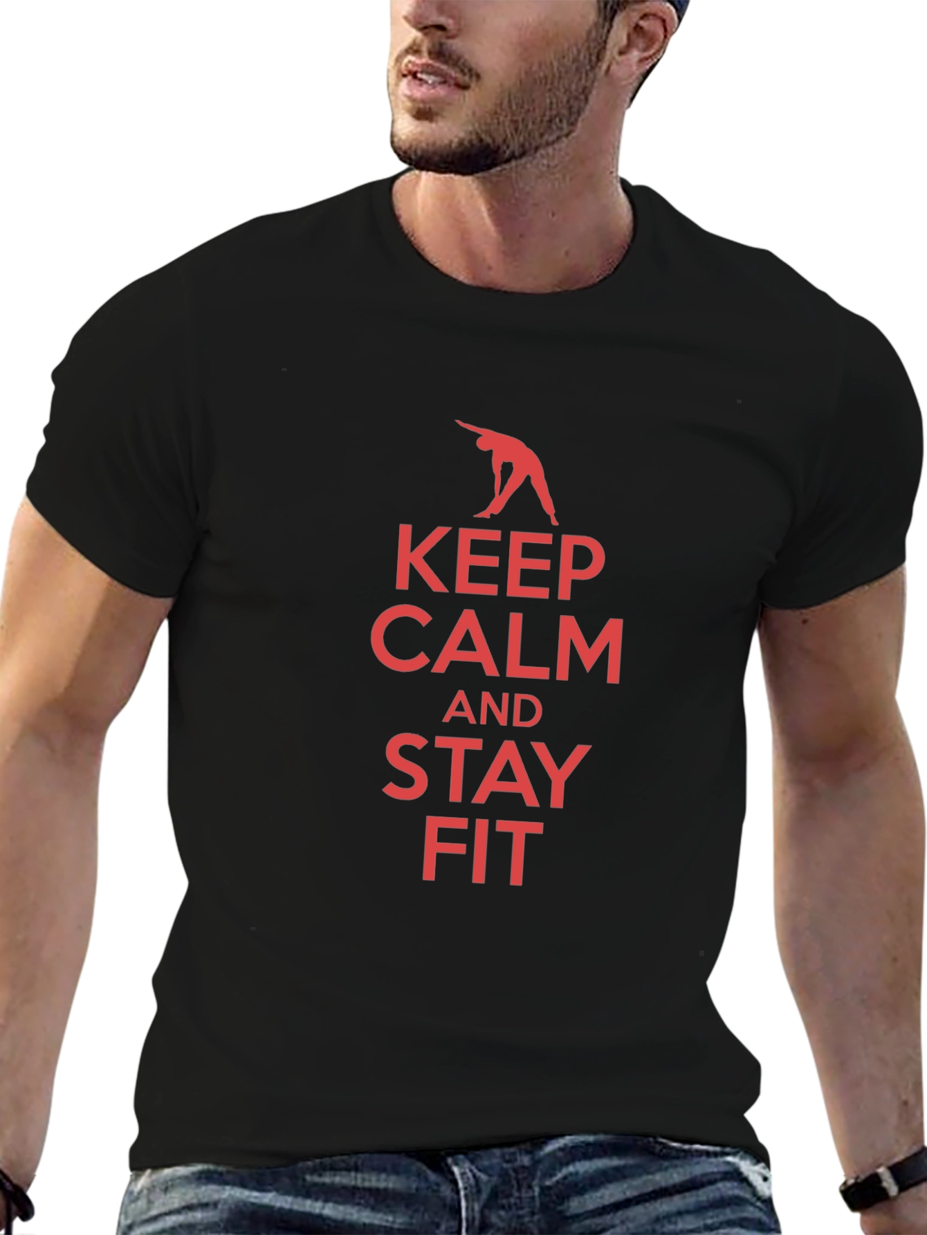 Keep Calm and Stay Fit Black T-Shirt