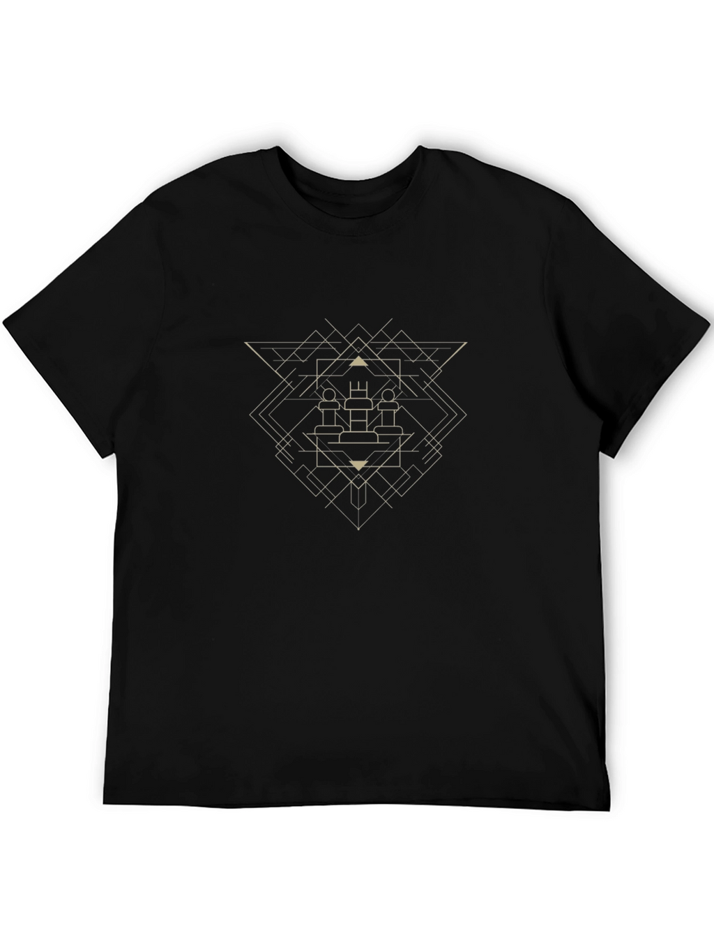 Geometric Chess Graphic Tee - Modern Black T-Shirt