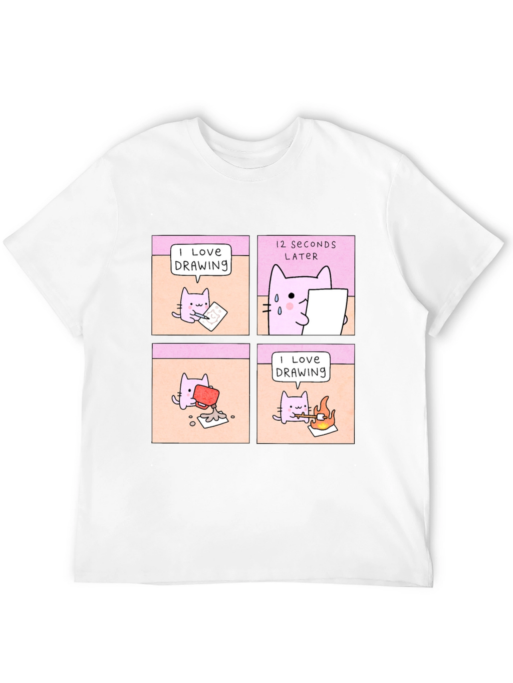Funny Cat Drawing Comic T-Shirt