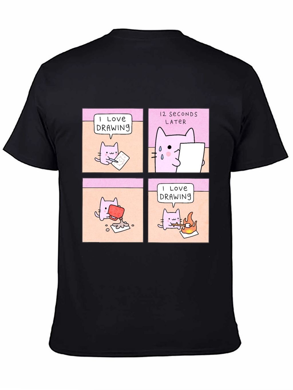 Funny Cat Drawing Comic T-Shirt