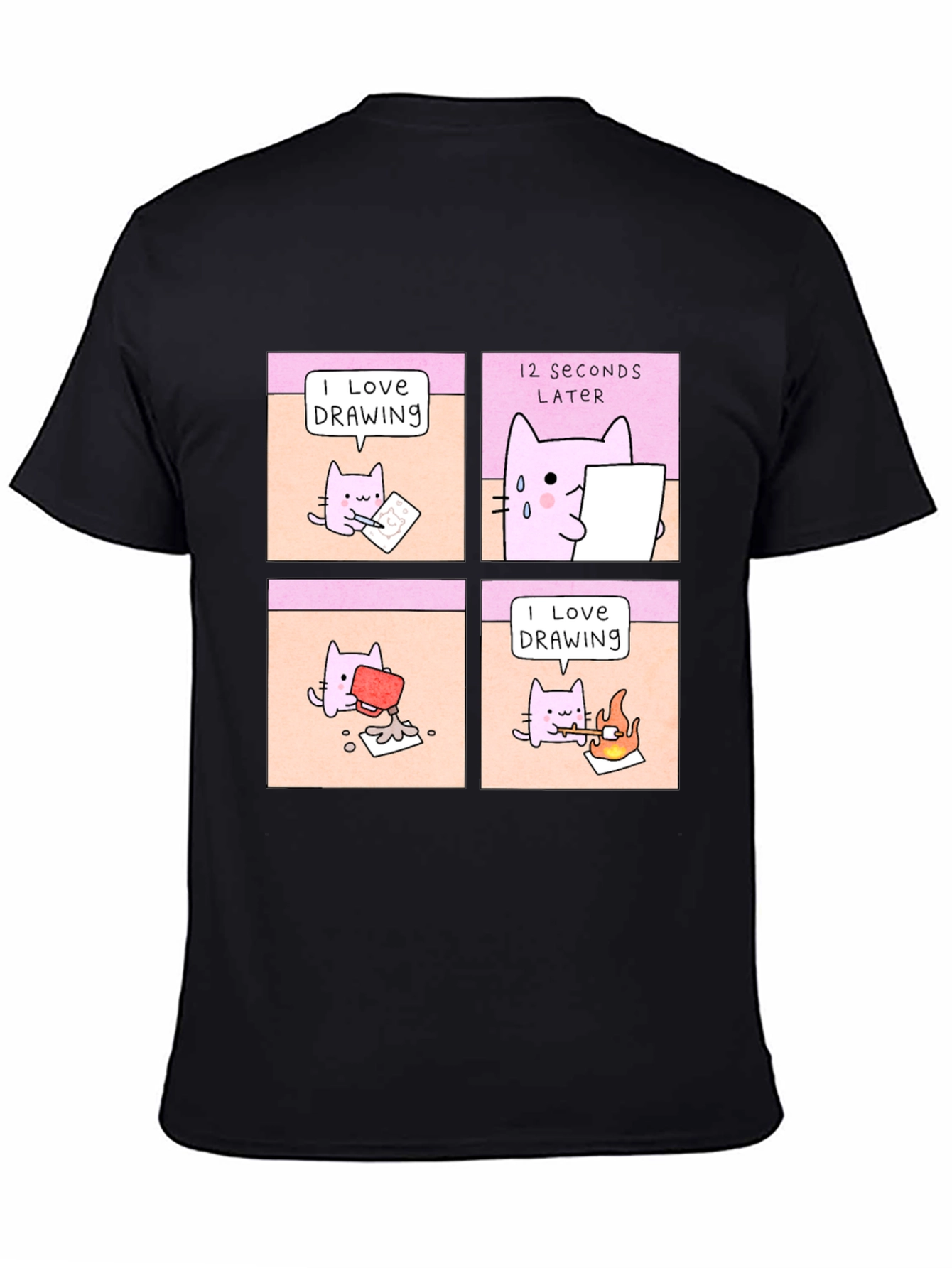 Funny Cat Drawing Comic T-Shirt