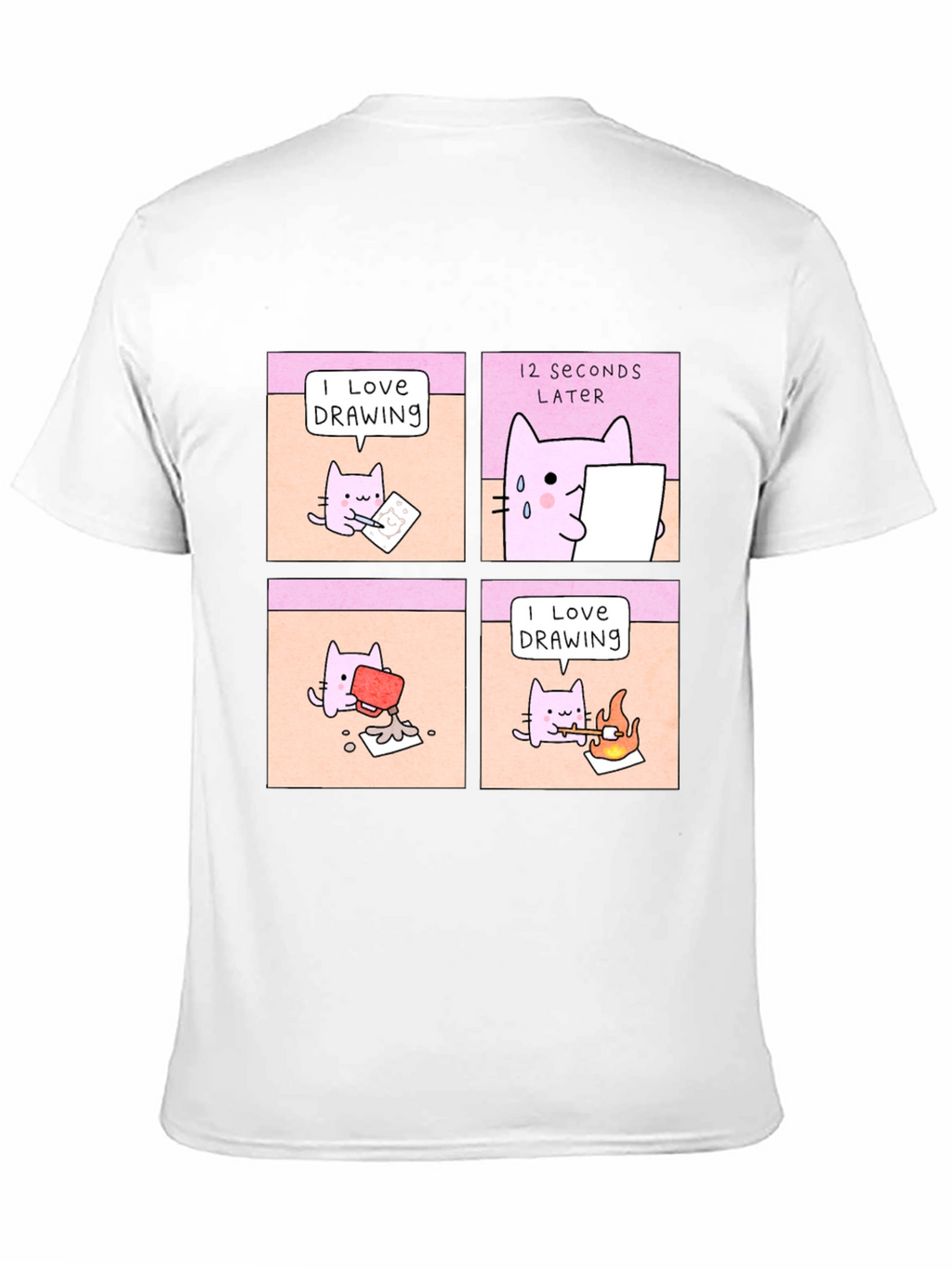 Funny Cat Drawing Comic T-Shirt