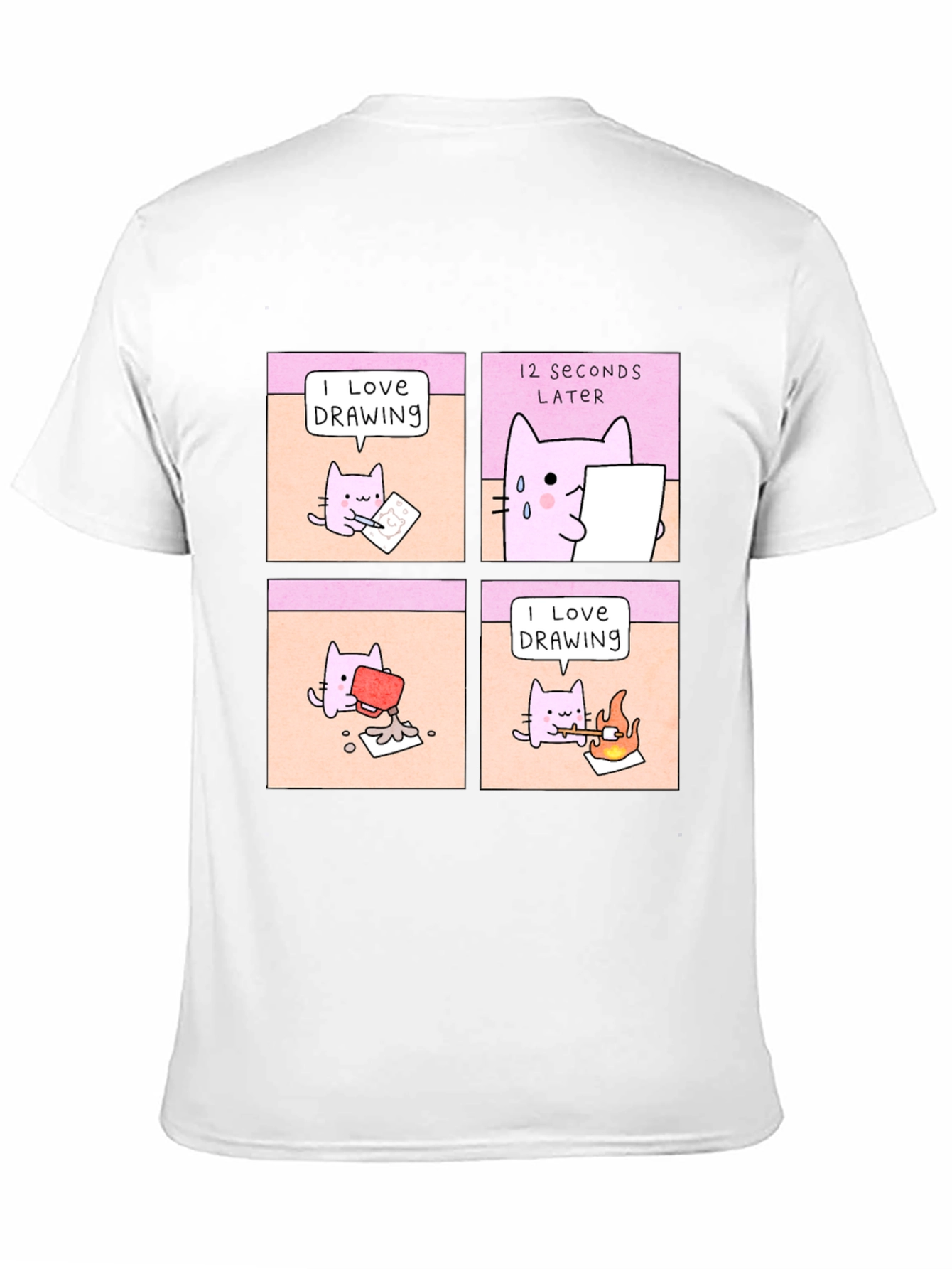 Funny Cat Drawing Comic T-Shirt
