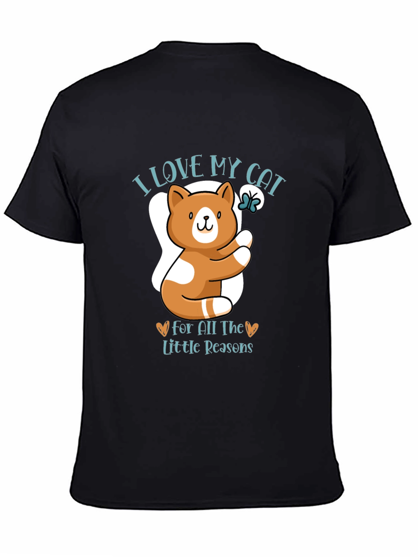 I Love My Cat T-Shirt - Cute Cat & Butterfly Design