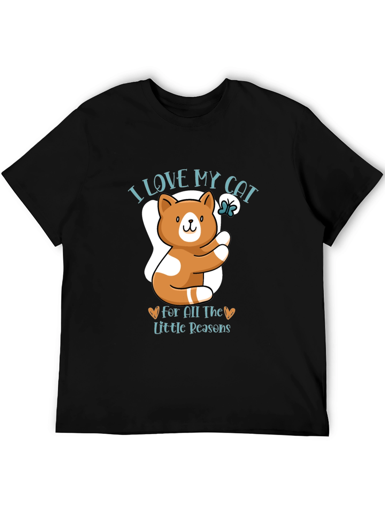 I Love My Cat T-Shirt - Cute Cat & Butterfly Design