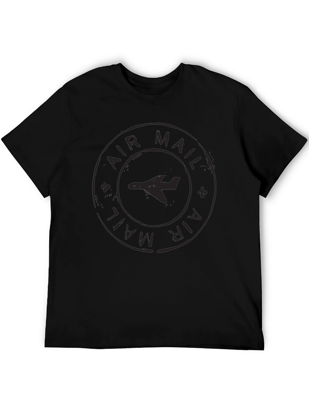 Air Mail Plane Graphic Black T-Shirt
