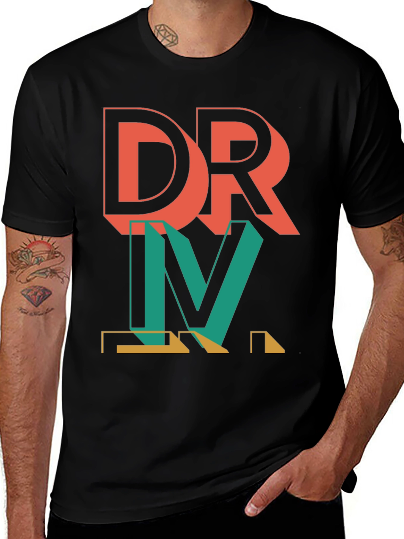DRVM Graphic Print Mens Black T-Shirt