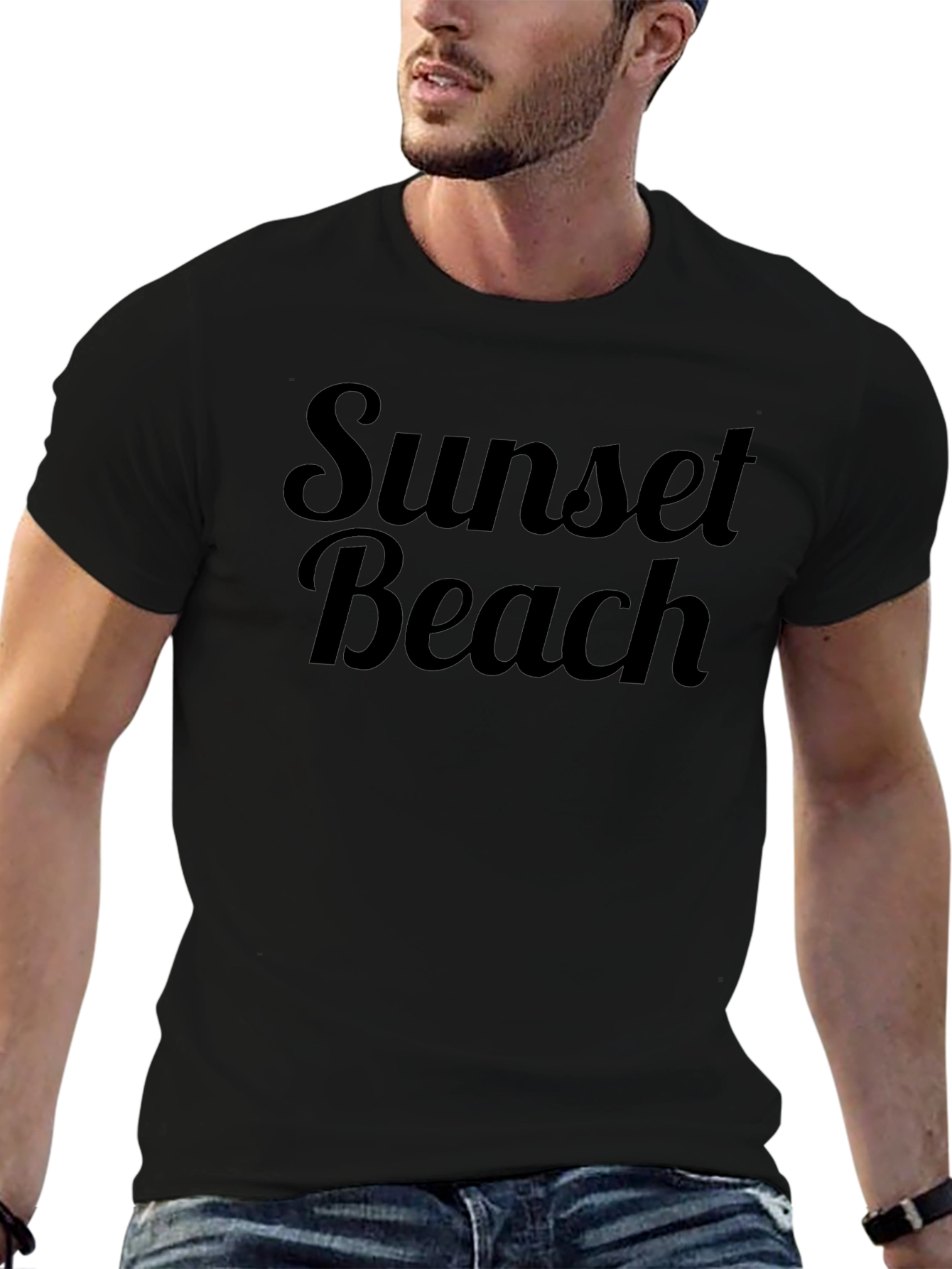 Sunset Beach Black Graphic Tee