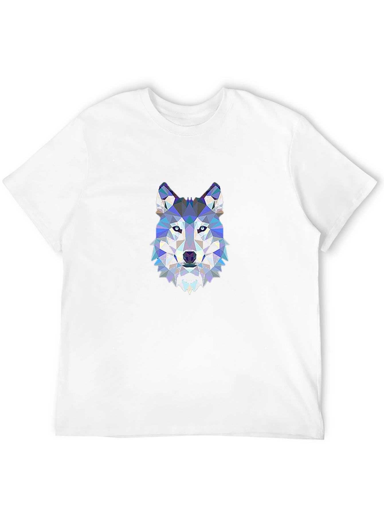 Geometric Wolf Head Print Black T-Shirt