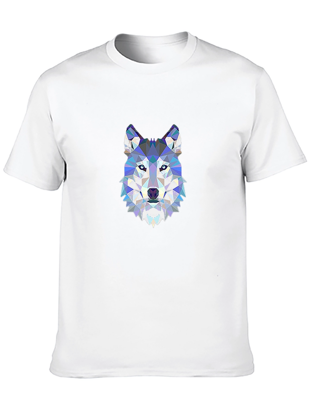 Geometric Wolf Head Print Black T-Shirt